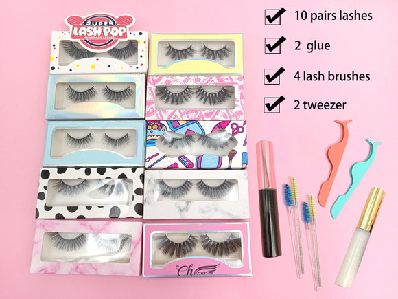 10 Pairs of Silk Lashes Set