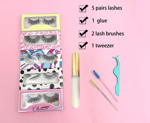 5 Pairs of Silk Lashes Set