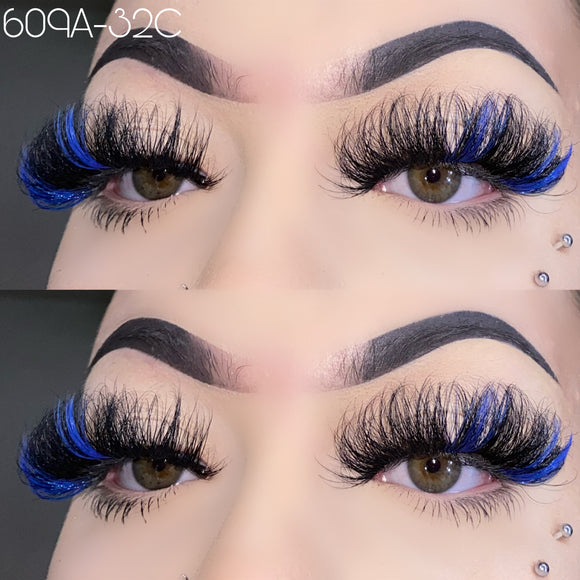 609A-32C  Color Mink Lashes 25mm