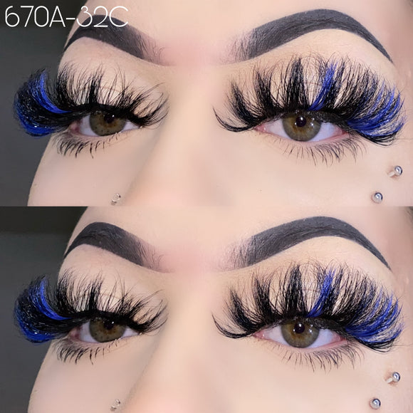 670A-32C Color Mink Lashes 25mm