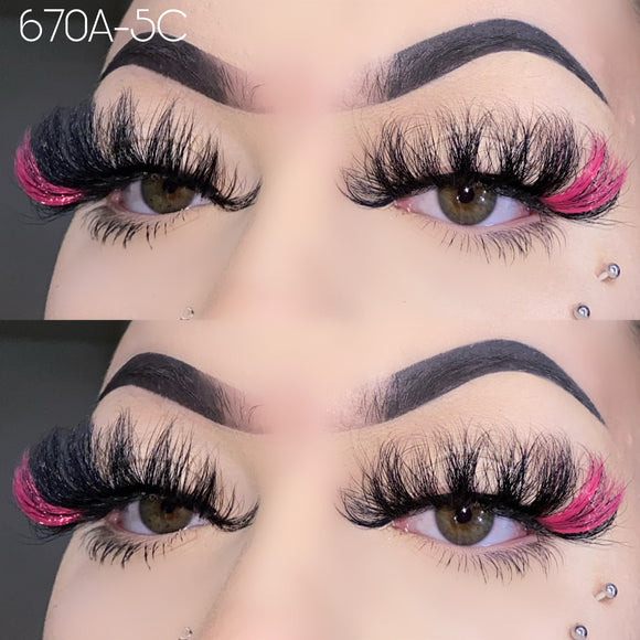 670A-5C Color Mink Lashes 25mm