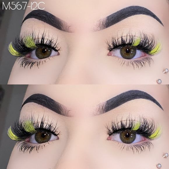 M567-12C  Color Mink Lashes 15mm